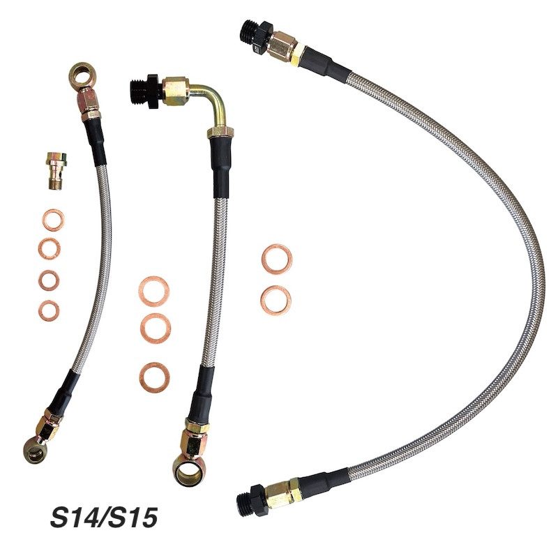 S13 S14 S15 Silvia Turbo Oil & Water Line Full Set - SR20DET Braided Hoses para Nissan 180SX RPS13 miniatura 2