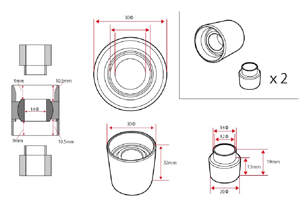 D-MAX D1SPEC Kit de Rótulas para Mangueta Trasera SR miniatura 4